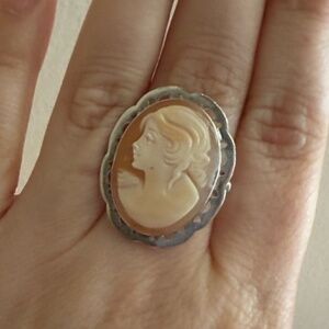 Vintage Italian Sterling Silver Cameo Ring 925 Italy Size 8